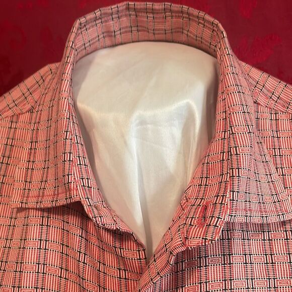 Tommy Bahama Mens Silk‎ Pink Squares Short Sleeve Button Down Shirt Medium - Picture 1 of 11